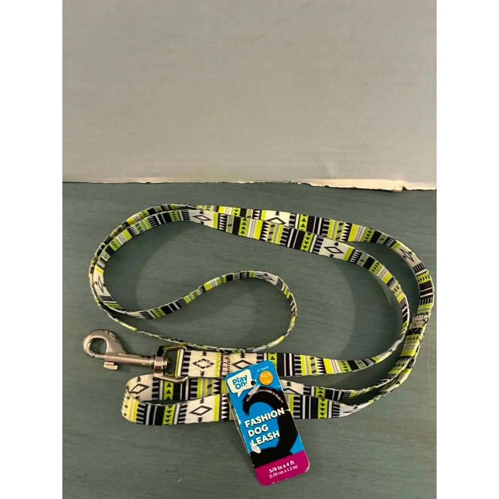 Play On Dog Leash XS/S Multi-Color New Geometric Tribal Print 4ft x 5/8in